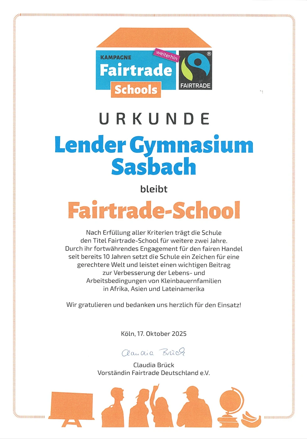 2026 05 Lender Gymnasium ElMundo FairTradeUrkunde