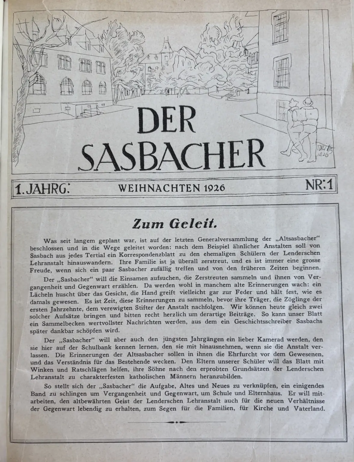2026 10 Lender Gymnasium Der erste Sasbacher5 Ganze 1. Seite 1926