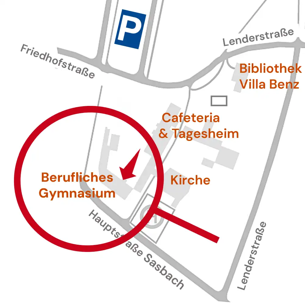 Lender Gymnasium Lageplan Hinweis Berufliches Gymnasium